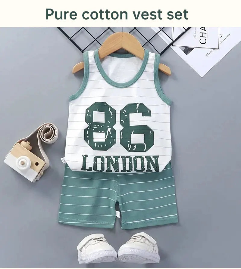Children Sets Kids Clothes Boys Girls Vest Suit Summer Children's Clothing baby