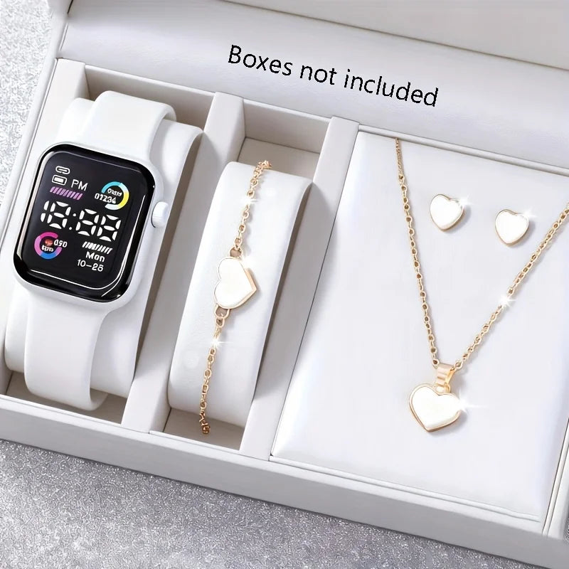 6-Piece Fashion Digital Watch & Jewelry Set