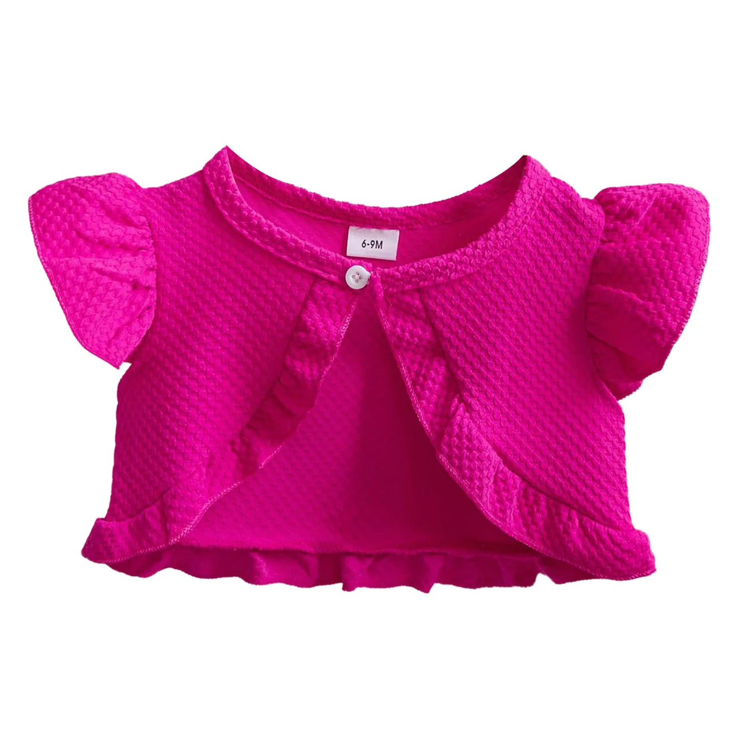 Baby Girl Sweet Summer Cardigan Bolero Jacket Short Fly Sleeve Ruffled Coat Outerwear Toddler Clothes for Wedding Birthday Party