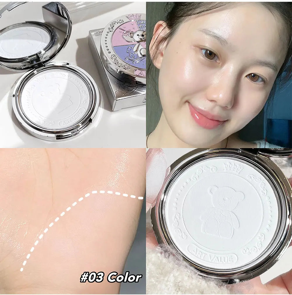 Art Value Bear Knight Soft Focus Pressed Powder Matte Natural Makeup Setting Makeup Brightening Makeup Loose Powder