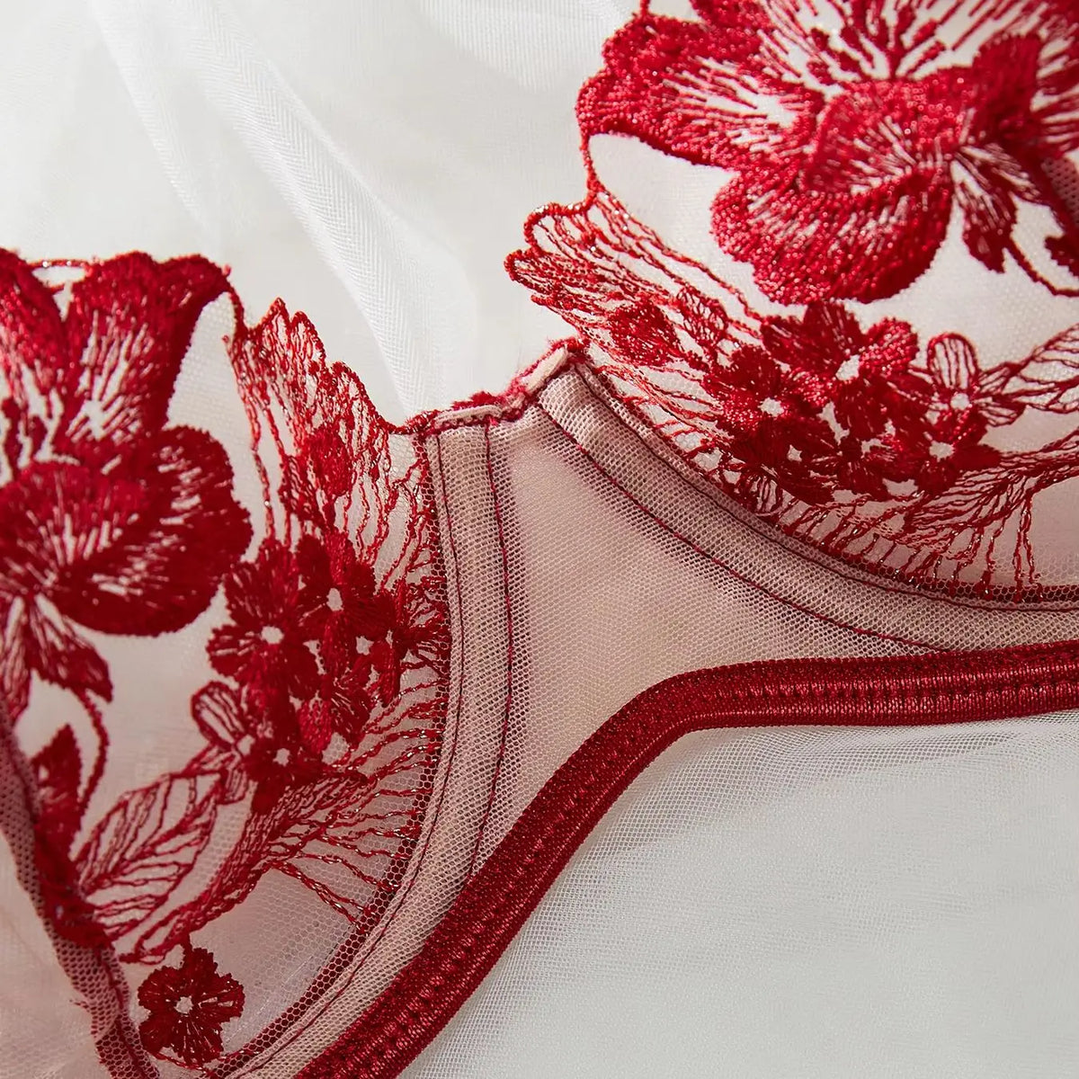 Elegant Red Sexy Nighty Underwire Bra Underwear Set Party Club Night Women Chef Ultrathin Underwear set