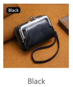 Women's Wallet Fashionableand Minimalist Wrist Strap Short Zero Wallet RetroVersatile LargeCapacity Multi Card Pocket Money Clip
