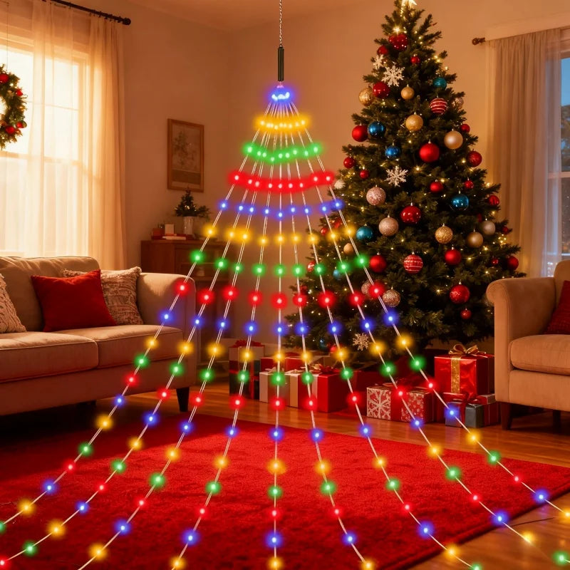 1PC Christmas Outdoor Waterfall Light String, 8 Lighting Modes, Suitable for Trees, Patios, Walls,And Ceilings for Holiday Party