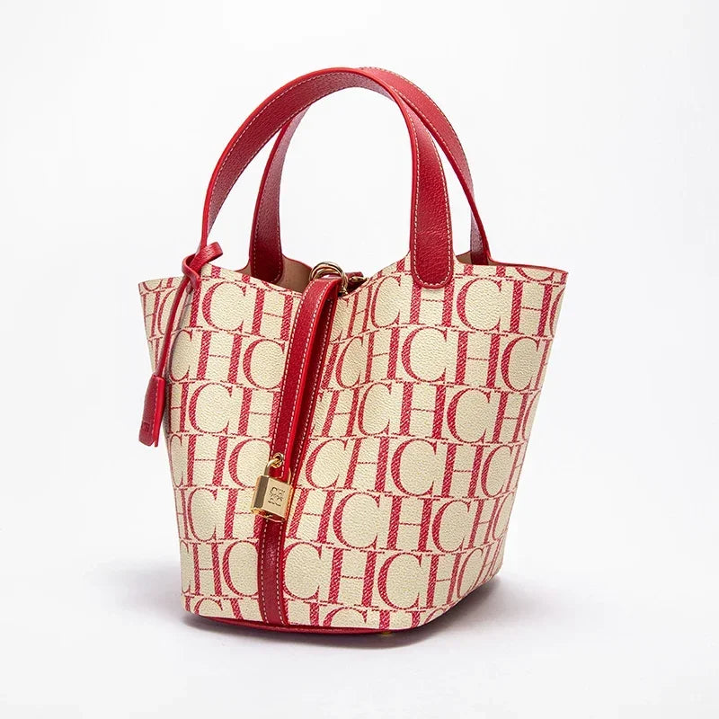 CH Large Capacity Commuter Travel Crossbody Bag Luxury Brand Women's Shoulder Bag PVC Jacquard Texture Fashion Women's Tote Bag