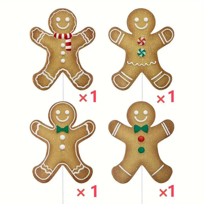 4/8/12pcs Large Gingerbread Man Christmas Tree Ornaments, Rustic Plastic Gingerbread Decorations, for Holiday Home, School
