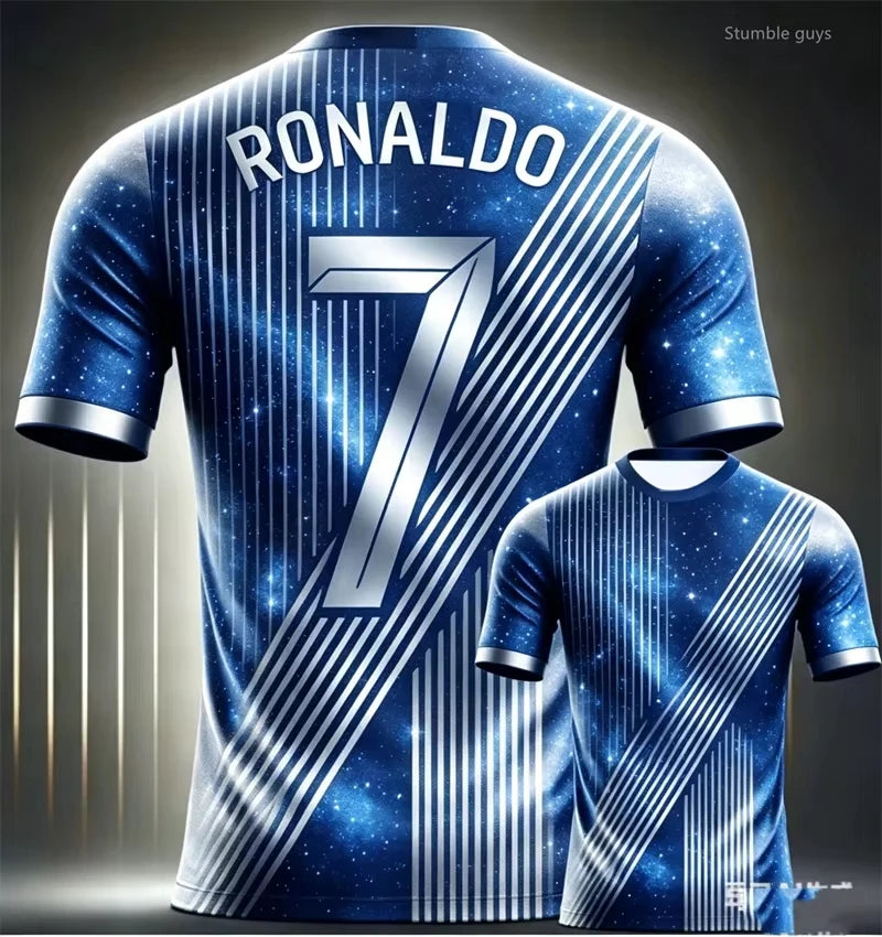 Kids Boys Summer Family Style Men s Lightweight Sports Ronaldo Soccer Short Sleeve T Shirt Casual Jersey Tee for Street Training