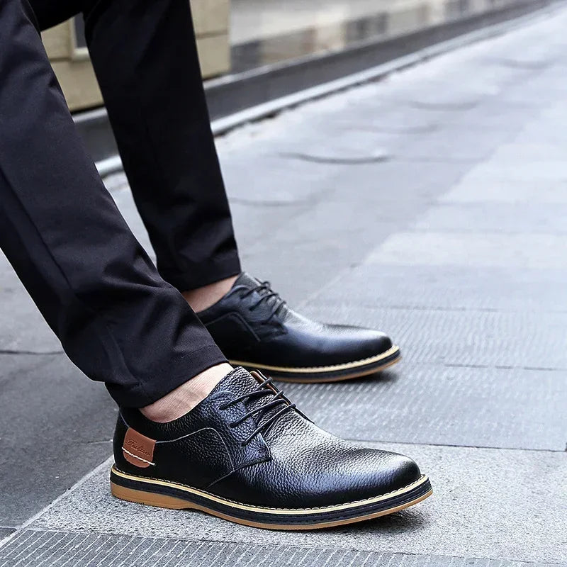 Men’s Genuine Leather Oxford Shoes – Casual Lace-Up Cow Leather (Zapatos Hombre)