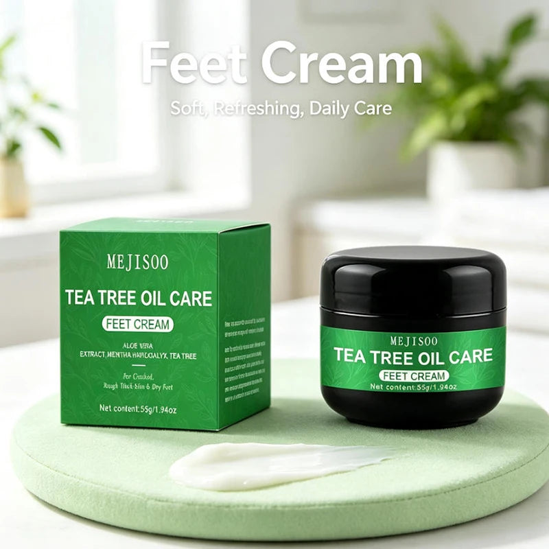 Tea Tree Oil Moisturizing Foot Cream 55g Aloe Vera Soothe Nourishing Smoothing Dry Heels Hydrate And Non-sticky Foot Care