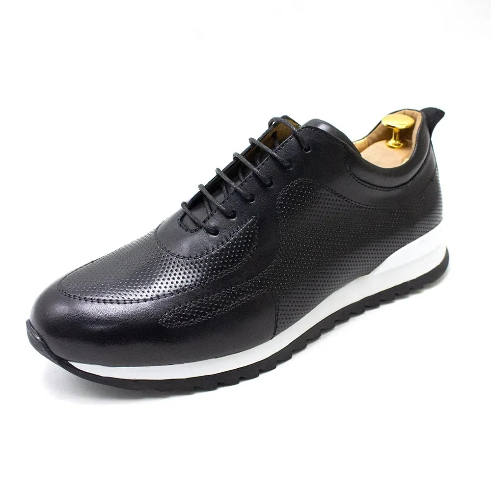 Luxury Mens Genuine Leather Sneakers Lace-Up Comfortable Oxford Classic Casual Shoes for Men Outdoor Street Travel Flat Footwear