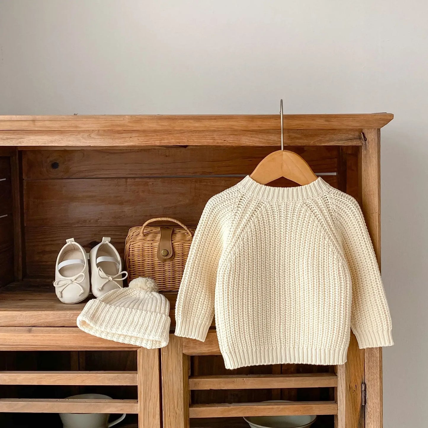 6963 Baby Sweater Coat Spring Autumn Solid Color Beige Knitted Girl's Sweater Long-sleeved Coat 0-3Year Kid's Cardigan Sweater