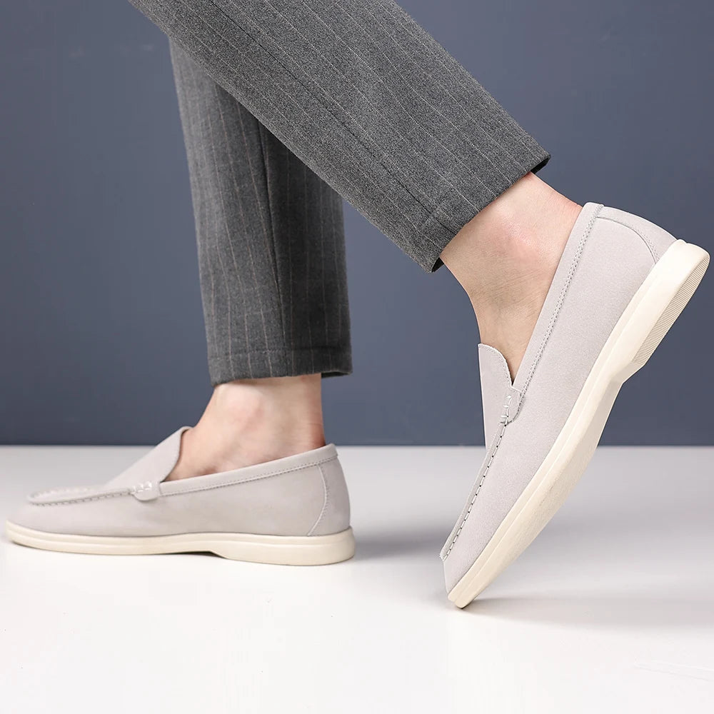 Men’s Leather Loafers 3205 – Square Toe Slip-On Casual Shoes