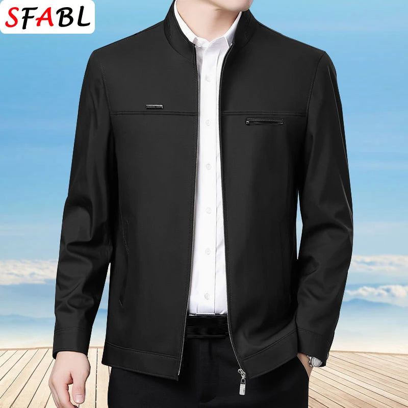 Men’s Business Casual Jacket – SFABL Zipper Outerwear for Spring & Autumn