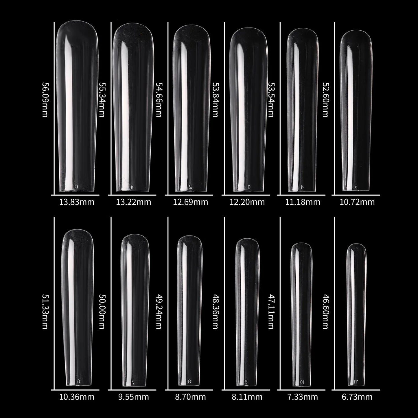3XL Tapered Square Clear Full Cover Nail Tip 120PC Press On Nails False Artificial Tip XXXL Extra Long Square Straight Nail Tip