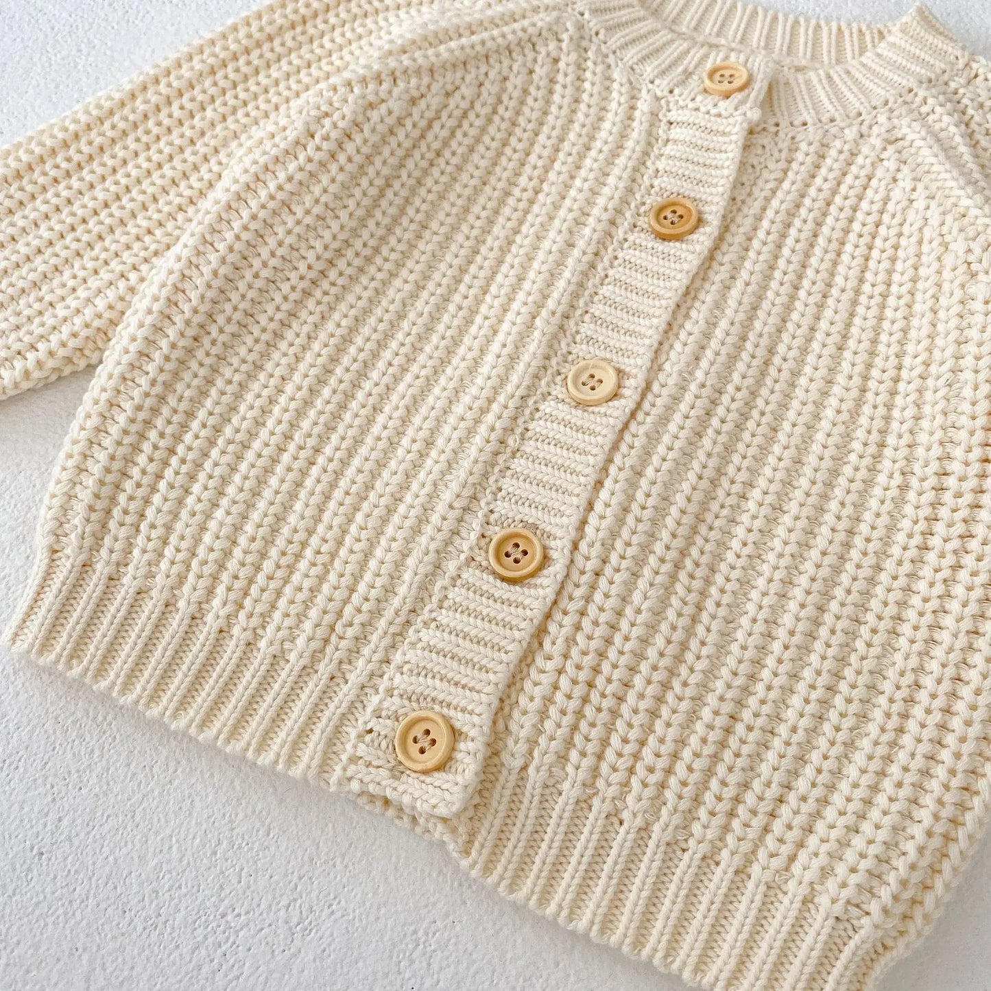 6963 Baby Sweater Coat Spring Autumn Solid Color Beige Knitted Girl's Sweater Long-sleeved Coat 0-3Year Kid's Cardigan Sweater