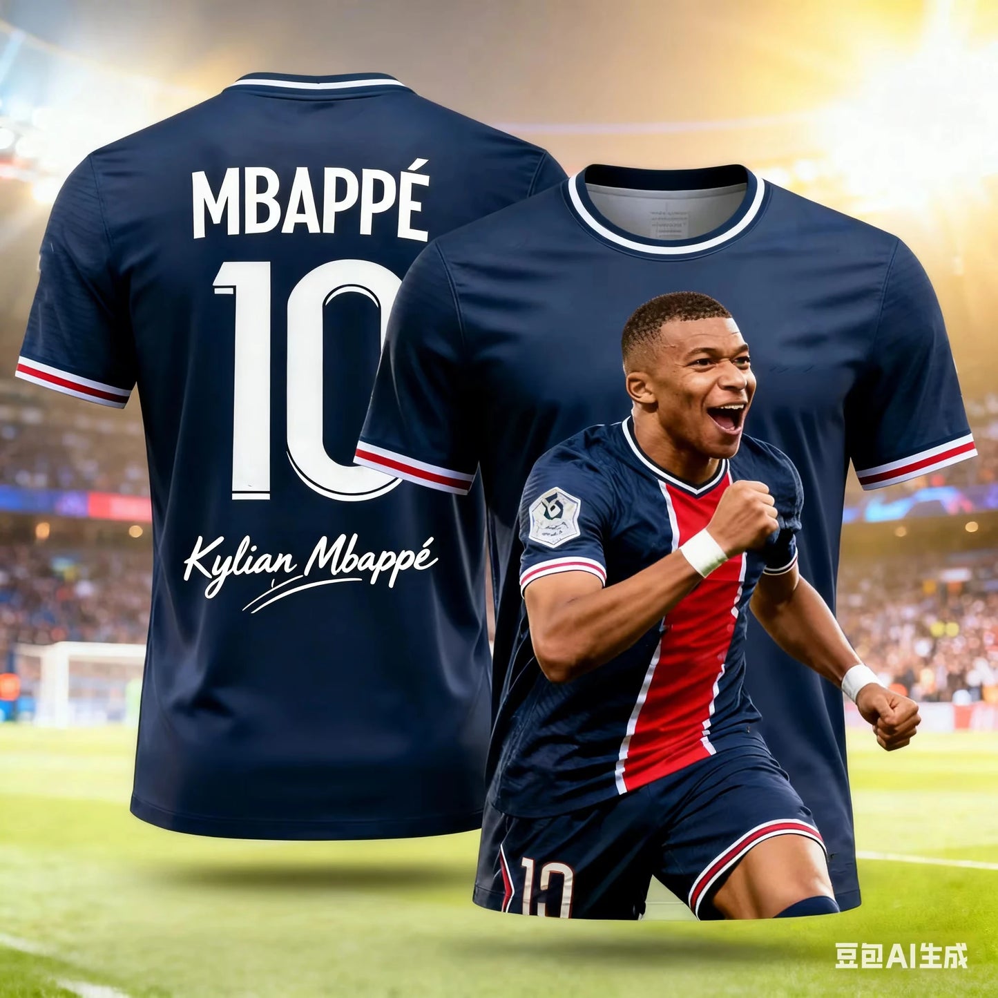 Summer Fashion Style Mbapp 3D Printed Soccer Jersey T Shirt Family Style for Adults Kids Outdoor Casual Breathable Short Sleeve