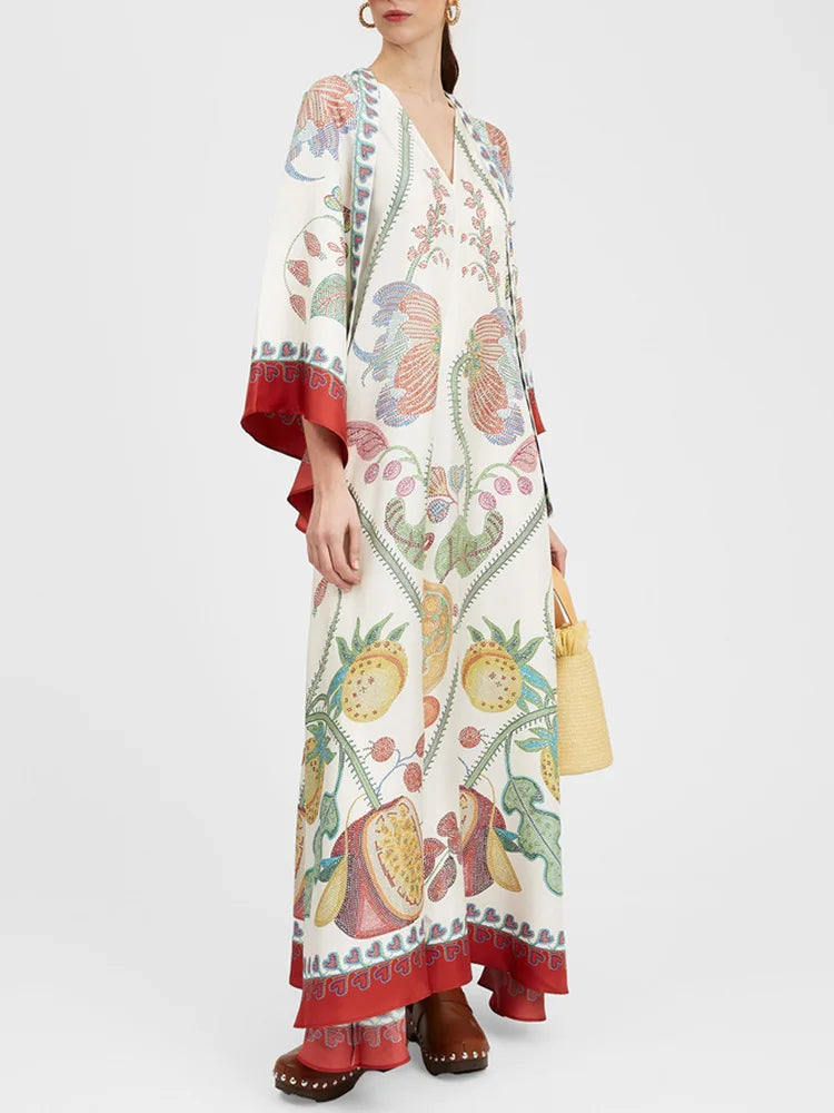 Elegant Stand Collar Printed Dress – High Waist Long Sleeve Casual Party Wear | فستان نسائي أنيق بطبعة وياقة عالية – خصر مرتفع وأكمام طويلة لإطلالة كاجوال أو حفلات