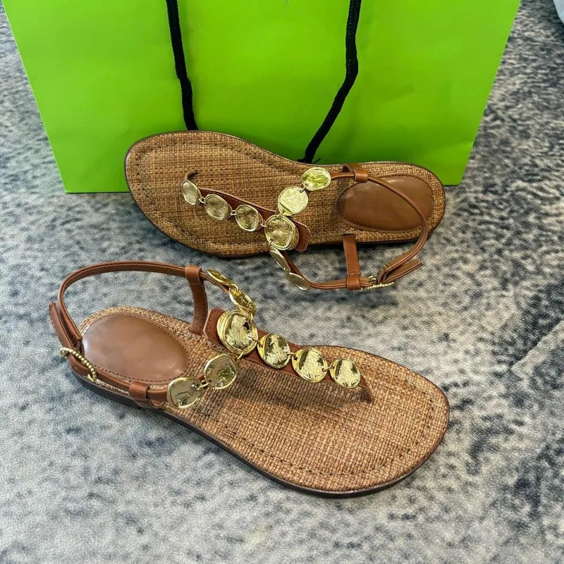 Women's Sandals Summer New Flat Comfort Sandals 2025 Fashion Trendy and All-match Beach Women's Shoes Sandalias De Mujer