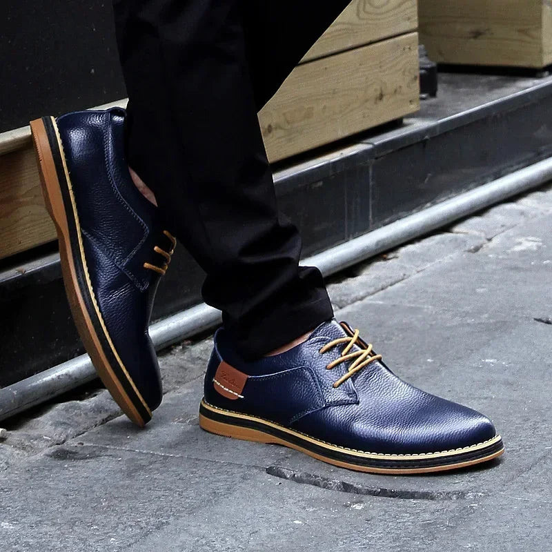 Men’s Genuine Leather Oxford Shoes – Casual Lace-Up Cow Leather (Zapatos Hombre)