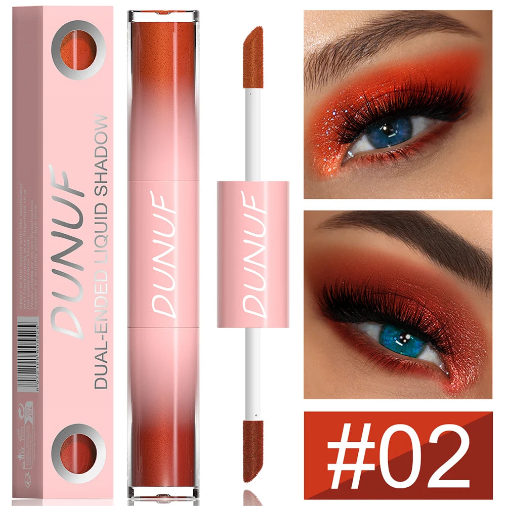 Double-head Punk Metallic Liquid Eyeshadow Stick Dark Glitter Matte Sequins Bicolor Shimmer Eyes Makeup Cream Pencil Waterproof