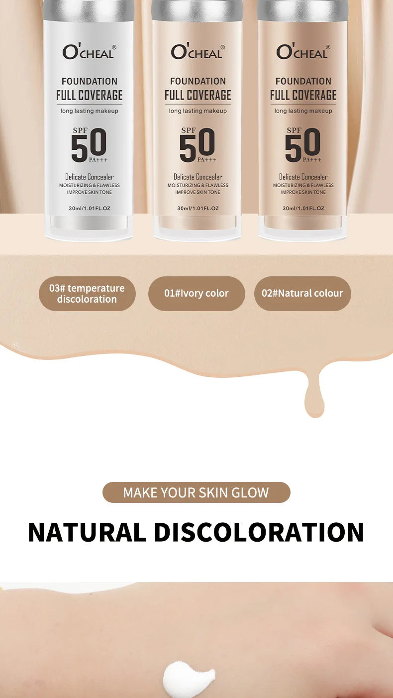 Color Changing Liquid Foundation Concealer Face Base Primer Cosmetics Long-Lasting,Moisturizing BB Cream Base Make-up for women