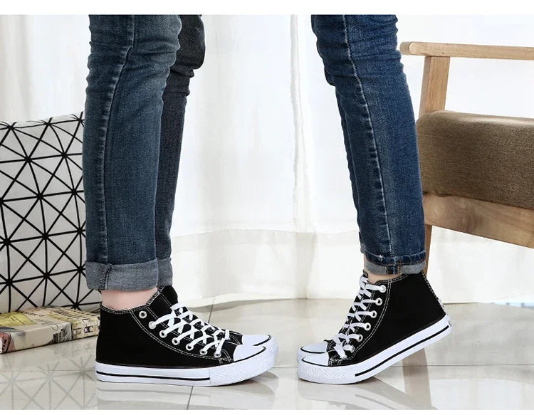 Men’s High-Top Canvas Sneakers – Lace-Up Flat Sole Shoes (A18-B6638)