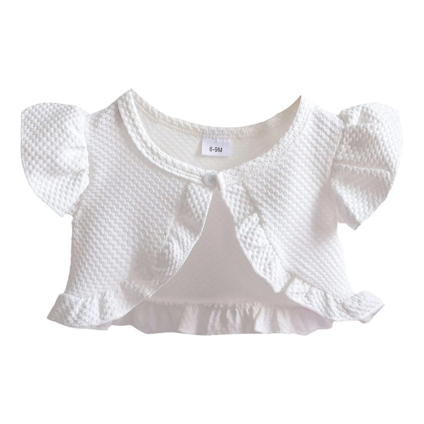 Baby Girl Sweet Summer Cardigan Bolero Jacket Short Fly Sleeve Ruffled Coat Outerwear Toddler Clothes for Wedding Birthday Party