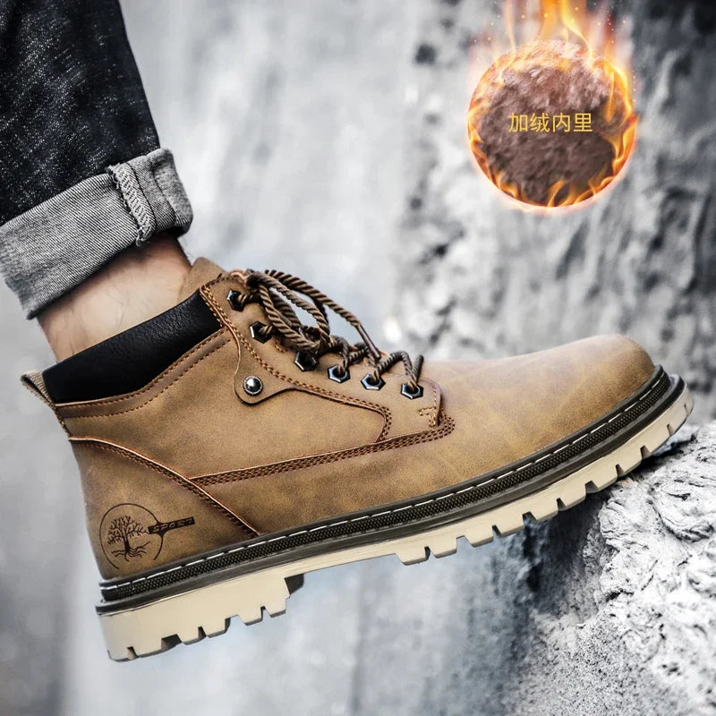 Men’s Chelsea Winter Boots – Guimin PU Ankle Boots with Plush Lining
