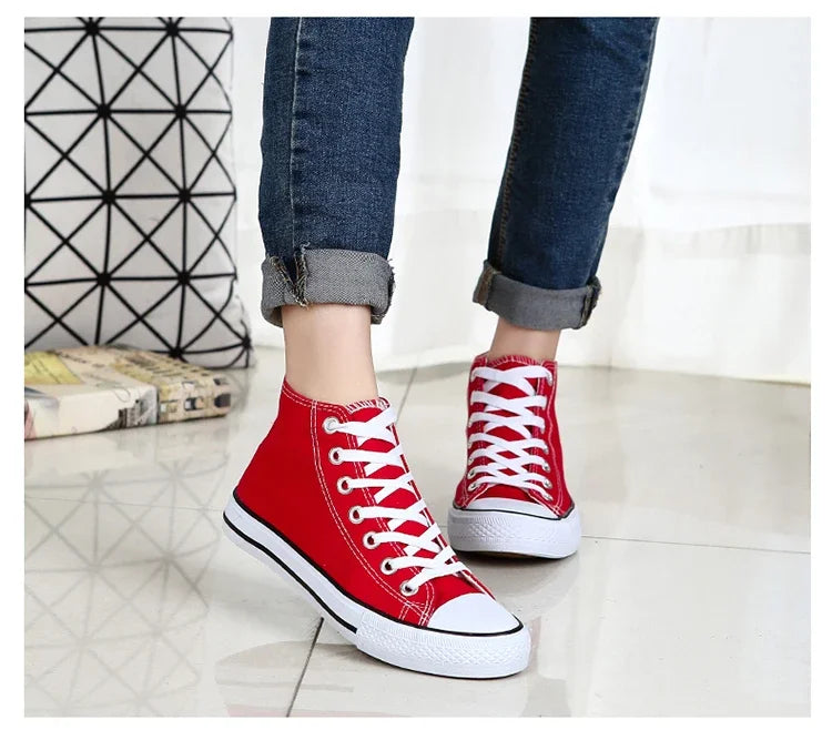 Men’s High-Top Canvas Sneakers – Lace-Up Flat Sole Shoes (A18-B6638)