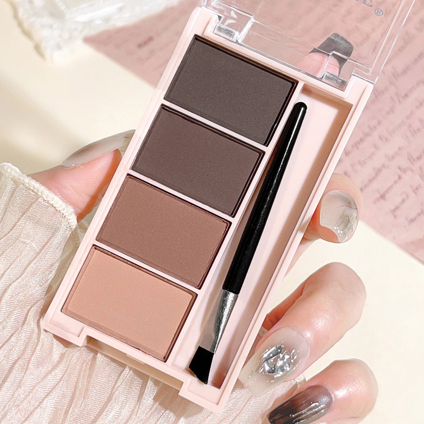 4-Color Eyebrow Powder Palette with Brush