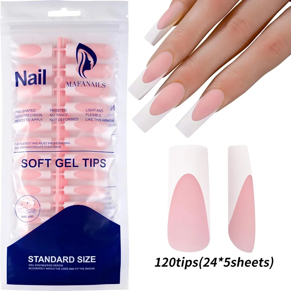 120Pcs Acrylic Short Square Fake Nails Colorful French Tip Extensions Press On Nails Full Cover Wearable Artificial False Nails