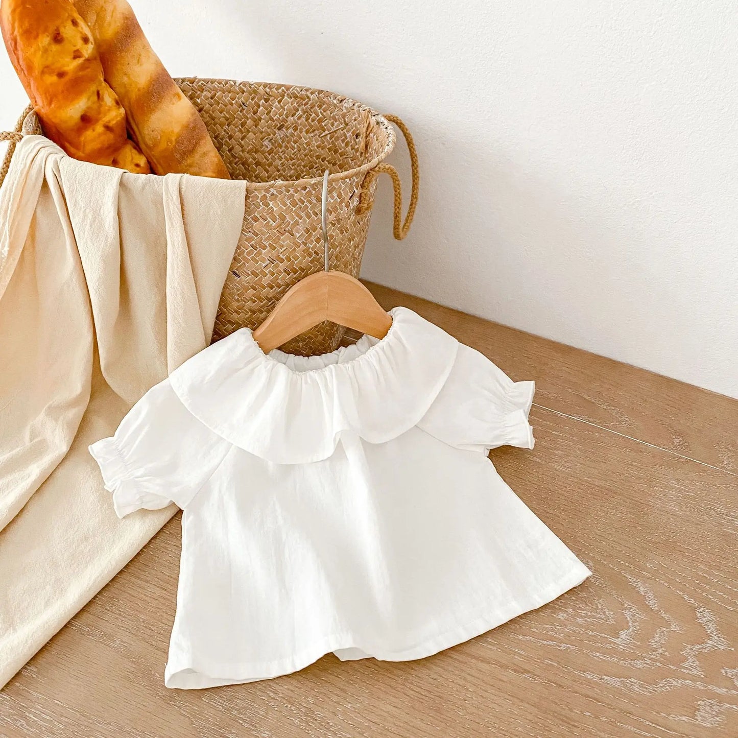 Baby T-Shirt, New Summer Trend For Boys And Girls, Versatile Ruffle Collar Short