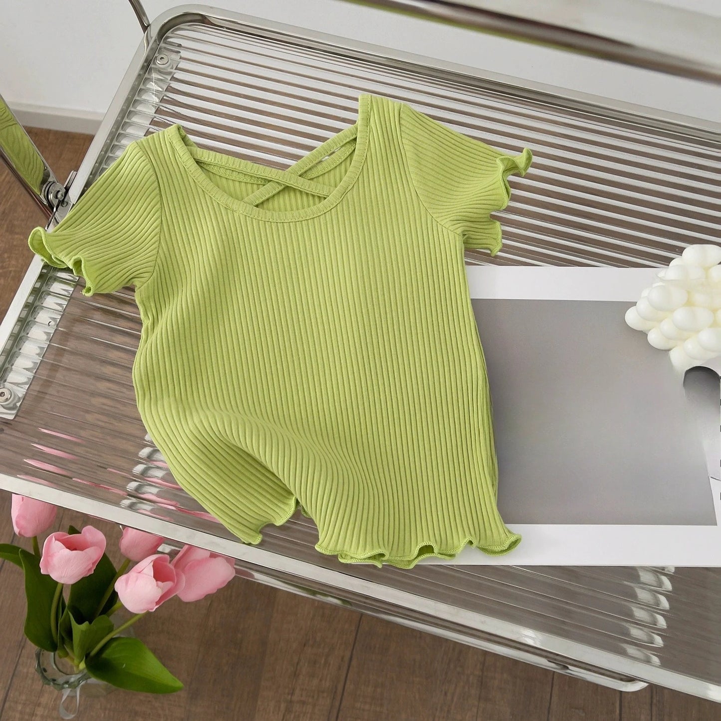 2-8Y Girls' Summer Set 2025 New Baby Girl Shirt+Shorts Korean Fashionable Short Sleeve Kids Flower Pumpkin Pants Two Piece Set
