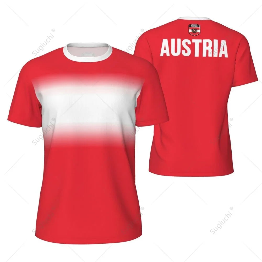 AUSTRIA Flag 3D Print Sports Quick-dry Breathable Men T-shirt Football Jersey Team Short-sleeve Parent-child Top Clothes Summer