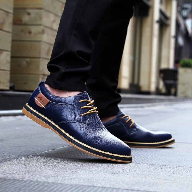 Men’s Genuine Leather Oxford Shoes – Casual Lace-Up Cow Leather (Zapatos Hombre)