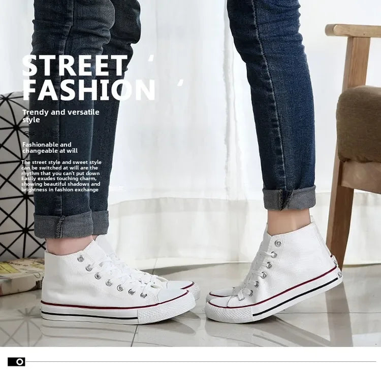 Men’s High-Top Canvas Sneakers – Lace-Up Flat Sole Shoes (A18-B6638)