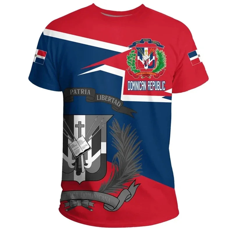 DOMINICAN REPUBLIC Flag 3D Print Sports Quick-dry Breathable Men T-shirt Outdoor Football Jersey Team Short-sleeve Top Clothing