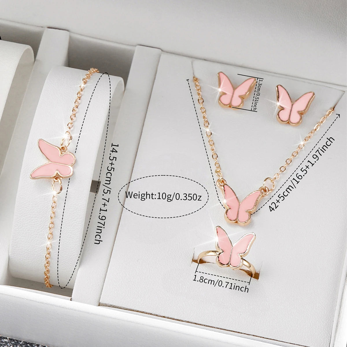 6PCS/Set Women's Watch Fashion Flowers Leather Band Analog Quartz Watches Butterfly Jewelr Set(Without Box)