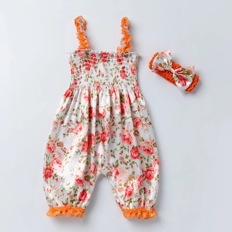 New Girls Summer Backless Romper Baby Lace-up Bloomer