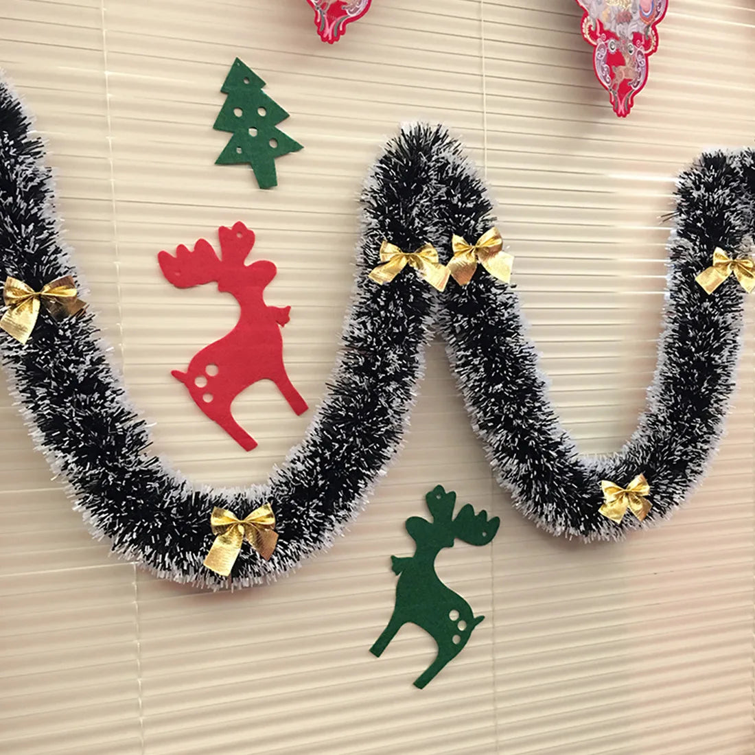 10M Christmas Eve Decoration Bar Tops Ribbon Garland Christmas Tree Kitchen Ornaments Wedding Party Decoration Prop