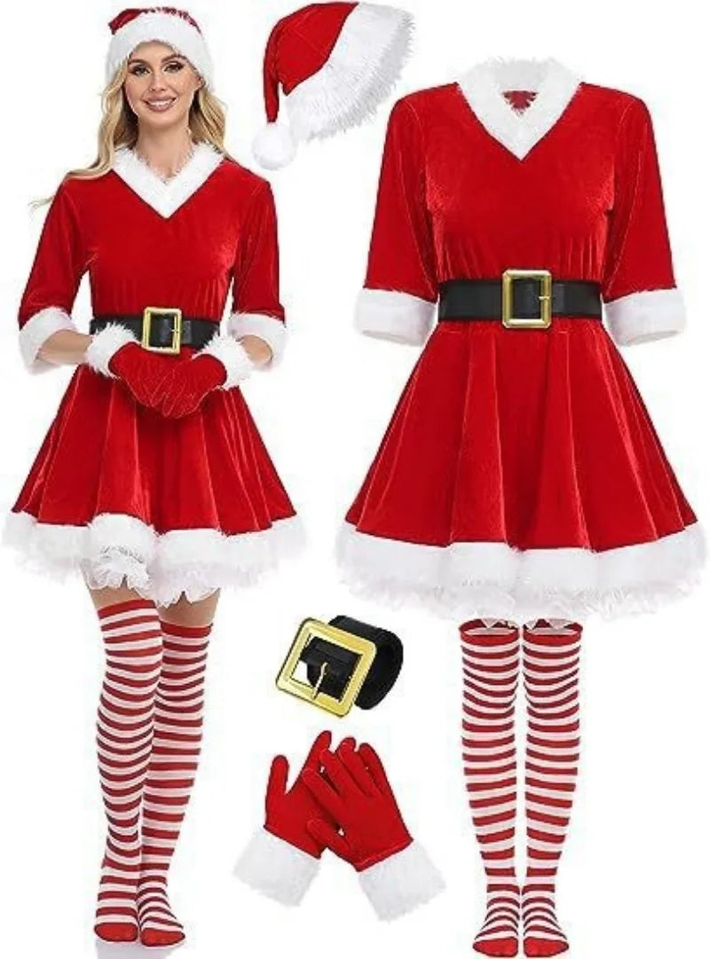 Santa Claus Costume Stage Costume Christmas Clothing Adult Women's Clothing Festive Party Dress Up