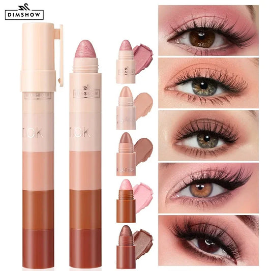 5 in 1 Eyeshadow Pencil Kit Velvet Matte Pigment Shimmer Highlight Makeup Combination Pink Brown Mini Eye Shadow Pen Cosmetics