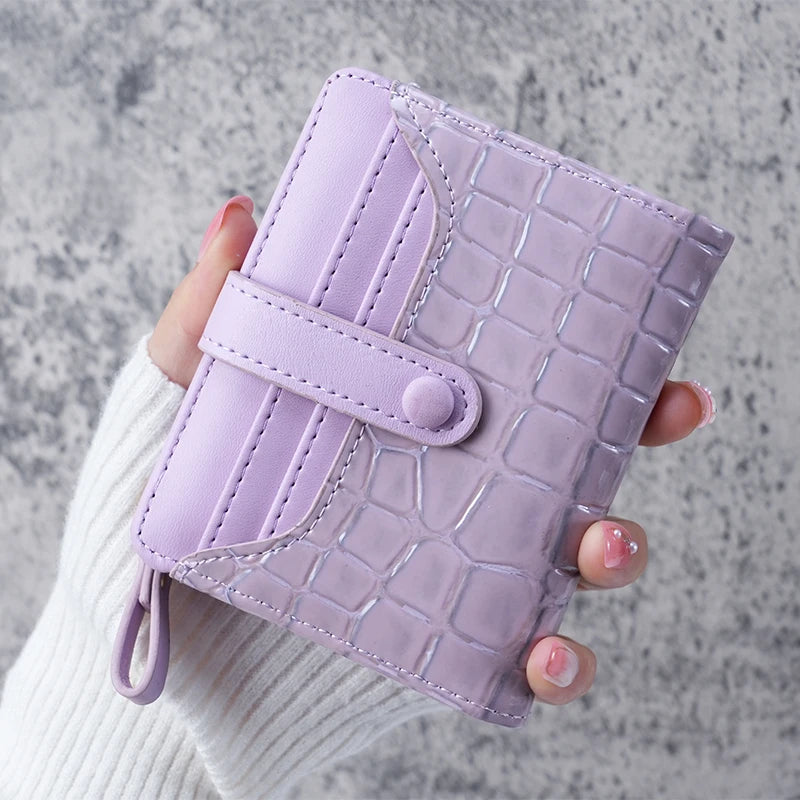 Mini Crocodile Print Clutch Wallet, Short Credit Card Holder, Women's Card Case & Coin Purse