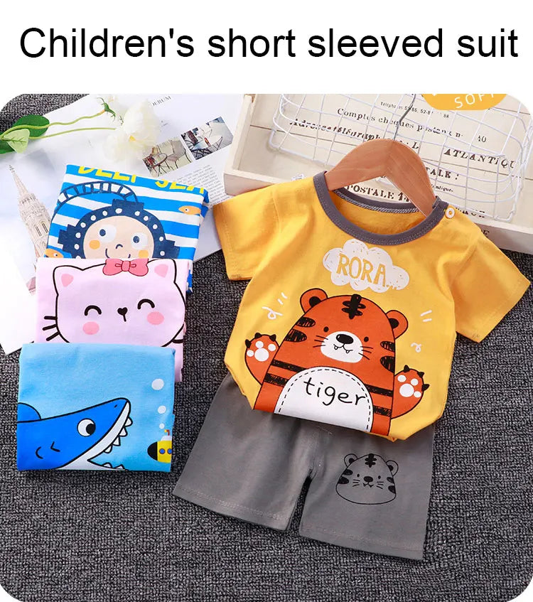 Kids Sets Children Clothes Boys Girl T-shirt Shorts 2PCS Summer Cotton Short sleeve Baby Children Clothing Suit Cotton Comfort