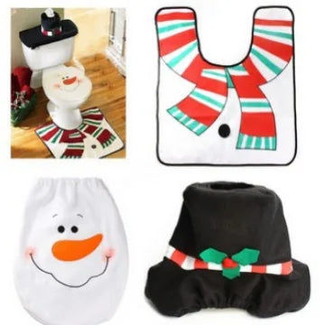 1Set Festive Christmas Toilet Seat Cover Set - No Power Needed, Holiday Decor Essentials,Party & Holiday DIY Decorations