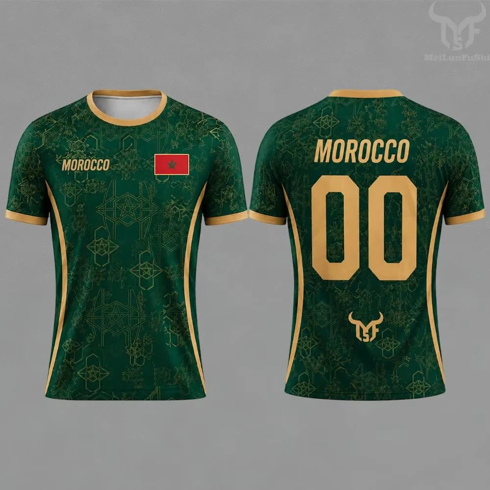 2026 Morocco Flag Print Jersey 3D Printed Breathable Quick Dry Family Style for Kids Adults Fashion Streetwear Sports Fitness