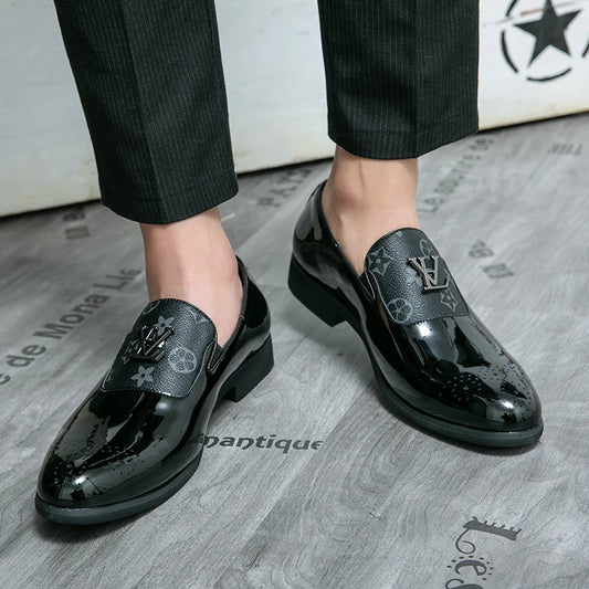 Men's Genuine Leather Tassel Loafers Black Formal Dress Shoes Slip-On Wedding Brogues 2025 Fashion Casual Loafers