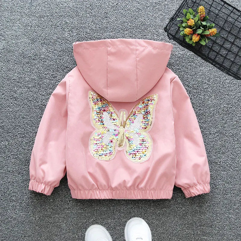 3 - 10 - Year - Old Girls' Spring - Autumn Outerwear: Jackets Featuring Adorable Butterfly Motifs