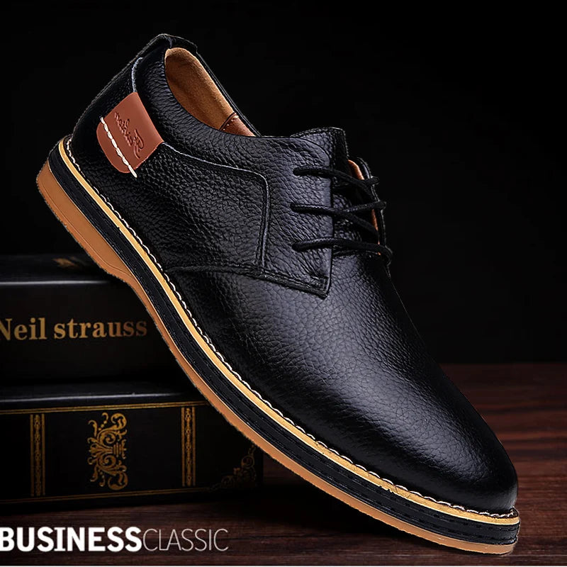 Men’s Genuine Leather Oxford Shoes – Casual Lace-Up Cow Leather (Zapatos Hombre)