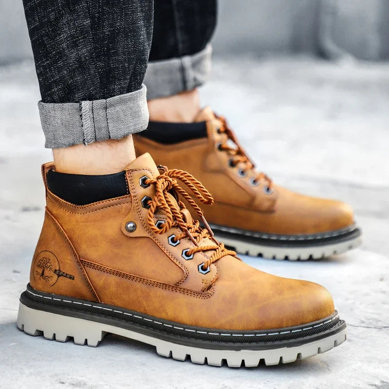 Men’s Chelsea Winter Boots – Guimin PU Ankle Boots with Plush Lining