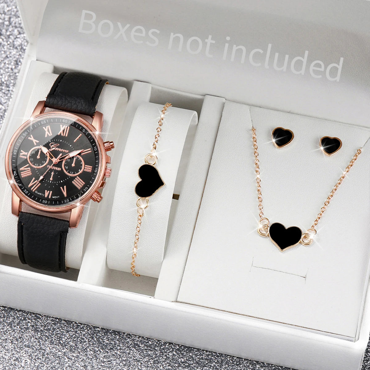 Women’s Fashion Quartz Watch & Jewelry Set – 5/6 PCS